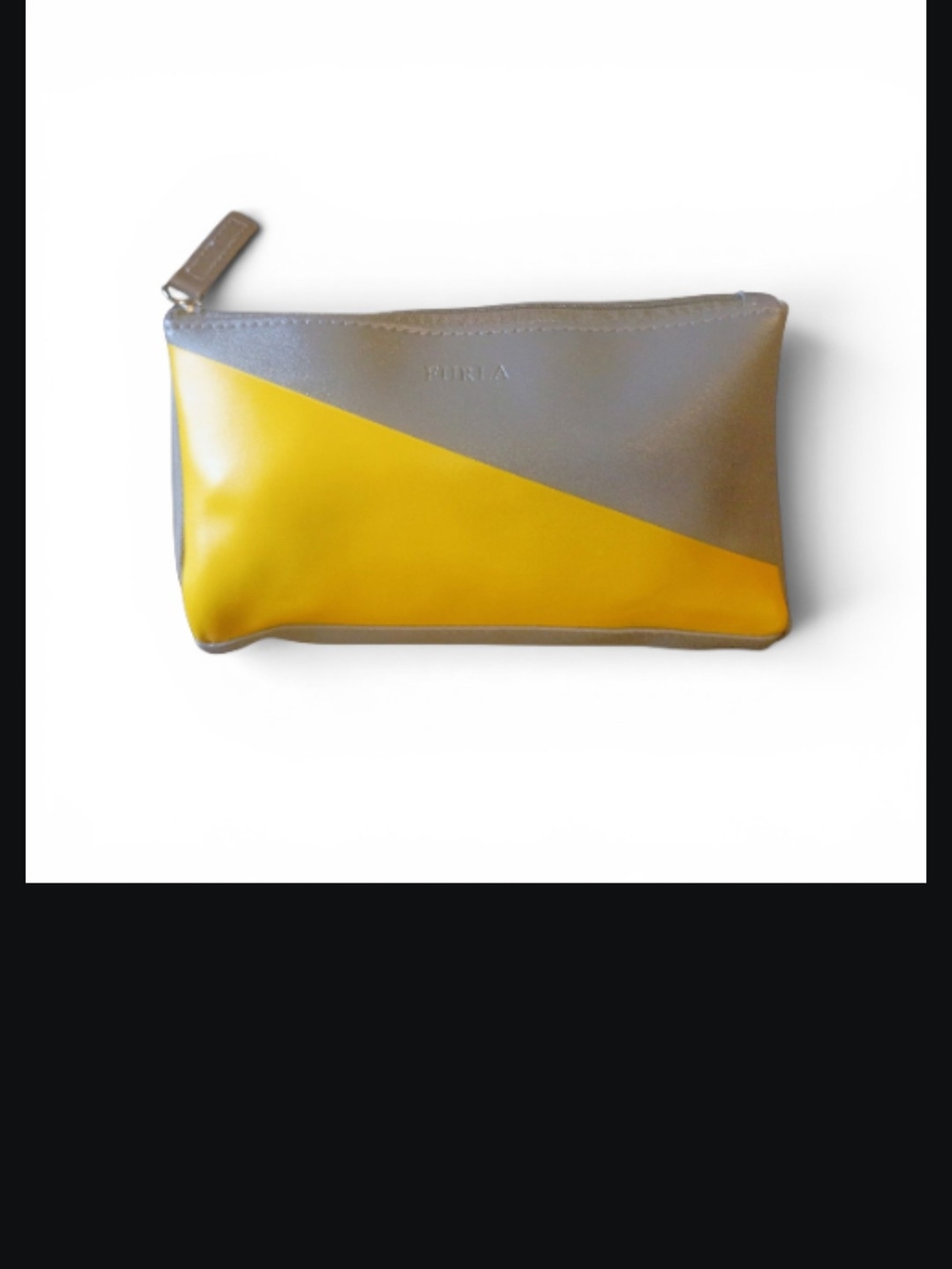 Furla Two-Tone Yellow & Gray Leather Zip Pouch